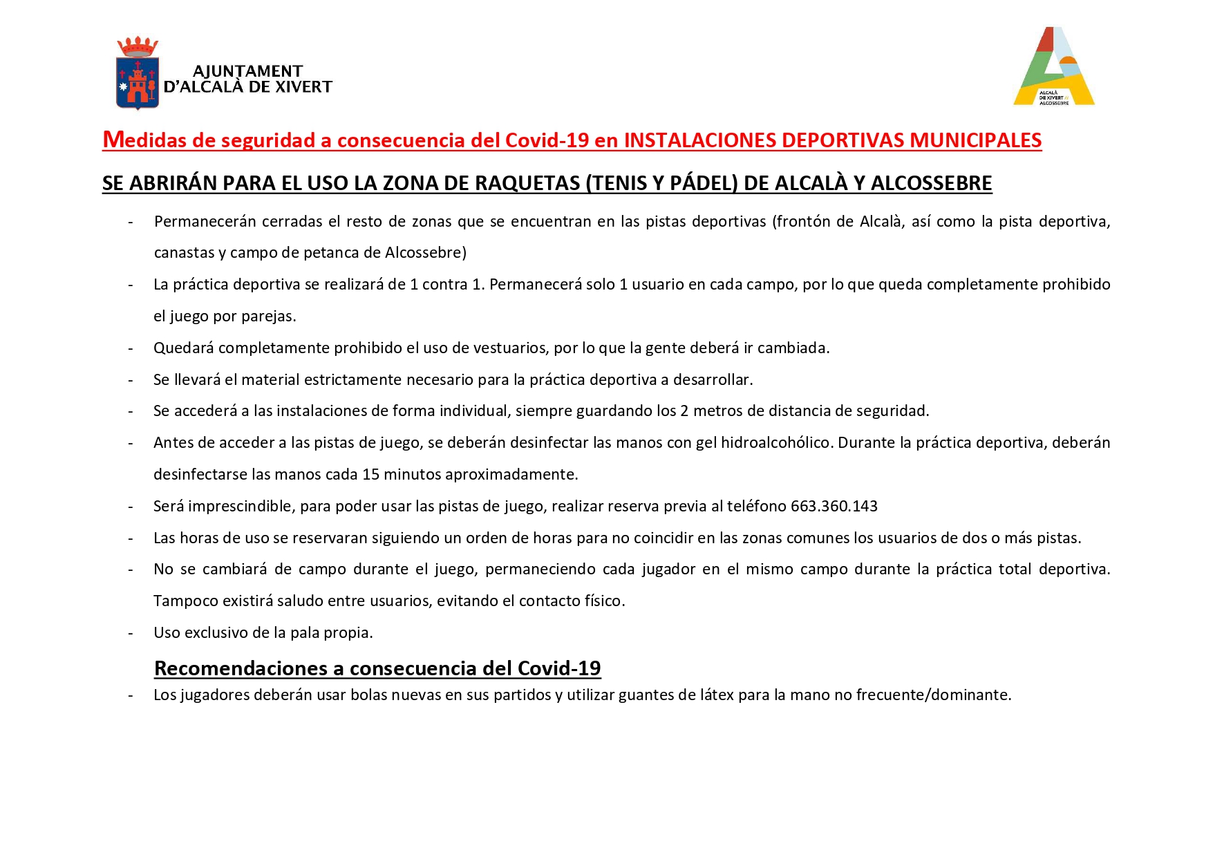Normativa Pistas Tenis y Padel