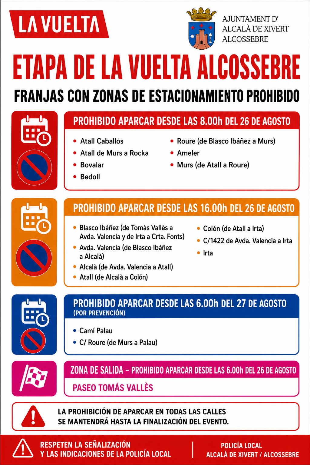 PROHIBICIONES ESTACIONAMIENTO ALCOSSEBRE