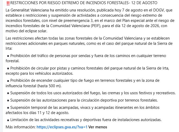 Restricciones Riesgo Extremo Incendios - Eclipse